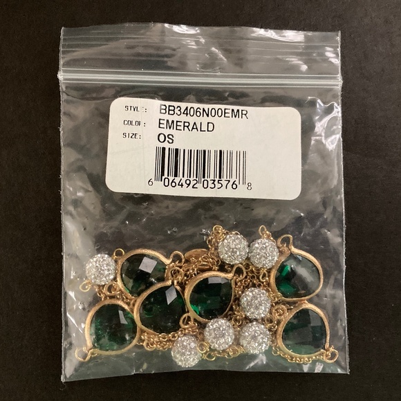 Rivka Friedman 18K Gold Clad Simulated Emerald & Diamond Necklace/36 Inch/NEW! - Picture 2 of 2